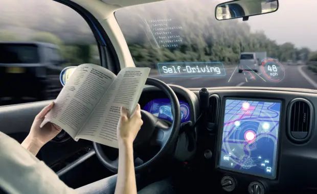 An autonomous vehicle on a modern road