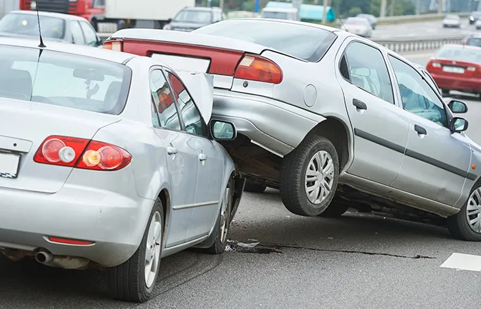 Car crash accident on street.