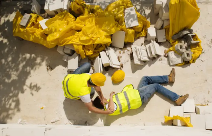 Construction worker has an accident while working on new house